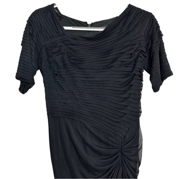 Tadashi Shoji Black Asymmetrical Ruched Midi Dress - Picture 4 of 9
